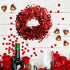 Ochine Tinsel Heart Wreaths Garland, Red Heart Shaped Wreaths Decor for Valentines' Day Wedding Party Decorations