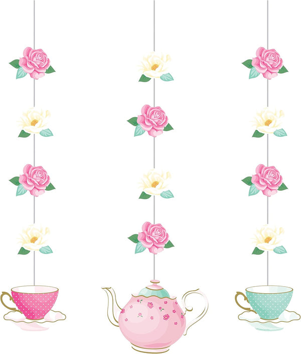 Creative Converting Floral Tea Party Hanging Decorations, 3 ct Multi Color, 32"