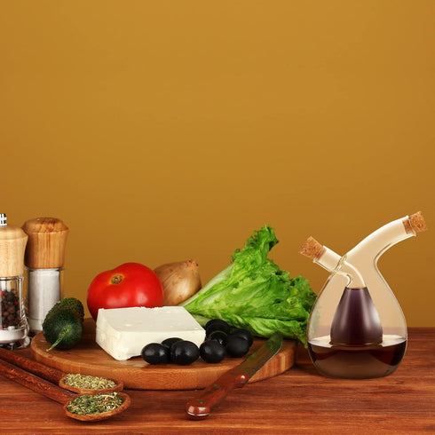 2 2 1 Suclain Pcs Oil and Vinegar Dispenser, in Glass Olive Oil and Vinegar Cruet Dispenser Bottle, Olive Soy Sauce