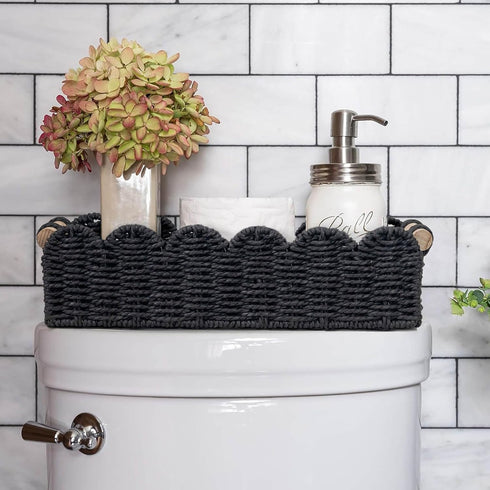 Set 2 CubesLand Scalloped Edge Decor Baskets for Home, Living Room, Toilet Paper Storage Basket for Over Toilet Shelf