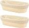 2 PCS 10 inch Oval Long Banneton Brotform Rattan Basket & Liner for Bread Dough Proofing, Rising for Bakers