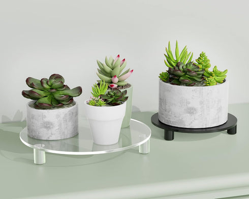 HEMYLU 10 Inch Counter 10-inch Acrylic Risers for Dcor, Round Black Pedestal Stand for Indoor Plant Holder, Decorative