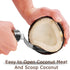 2 PCS Coconut Opener Tool Set, Stainless Steel Coconut Meat Remover, Non-Slip Wooden Handle Scraper Knife