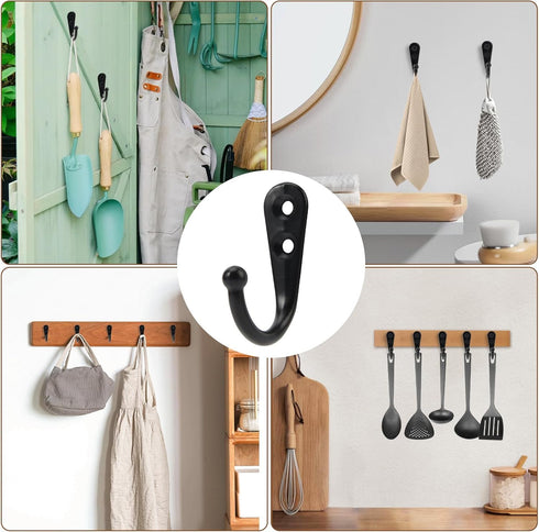 Wall Hooks for Hanging, 40 Pack Black Small Coat Hooks with 80 Screws, Heavy Duty Single Prong Hooks for Keys