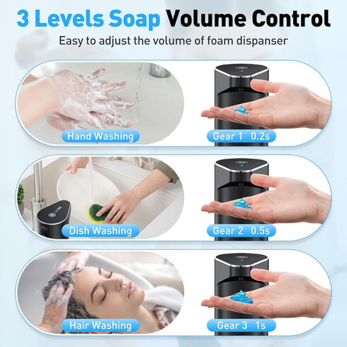 3 350ml Fantictas Automatic Soap Dispenser,Touchless Hand Wall Mount Rechargeable Gear Adjustable Electric Soap