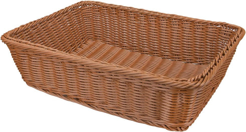 Yarlung 3 Pack Imitation Rattan Woven Bread Baskets, 11.8 Inch Poly Wicker for Food Serving and Display