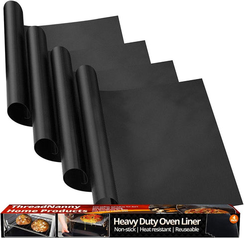 Oven Liners for Electric Gas Oven, 4 Pack Large Heavy Duty Nonstick Teflon Range Mat 17"x 25" - Easy to Clean Stove