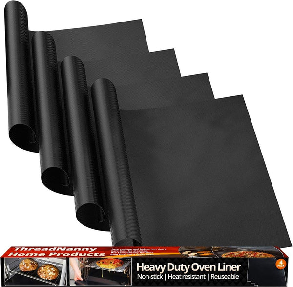 Oven Liners for Electric Gas Oven, 4 Pack Large Heavy Duty Nonstick Teflon Range Mat 17"x 25" - Easy to Clean Stove