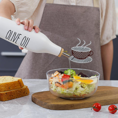 Set, 16oz Set 2 HOMCDALY Olive Oil and Vinegar Dispenser Ceramic Oil Dispenser for Kitchen, Kitchen Dispenser Bottle