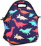 Violet Mist Neoprene Lunch Bag | Reusable Insulated Box with Adjustable Shoulder Strap for Men and Women, Dinosaur 2