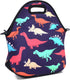 Violet Mist Neoprene Lunch Bag | Reusable Insulated Box with Adjustable Shoulder Strap for Men and Women, Dinosaur 2