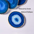 Yougoals Blue Agate Coasters 4"-3.5", Brazilian Geode Coasters with Gold Rim, Natural Gem Stone Cup Mat (1PK)