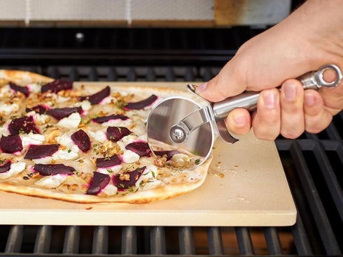 Roesle 12718 Stainless Steel Round-Handle Pizza Cutter Wheel, 7.9 in. with Thumb Leverage
