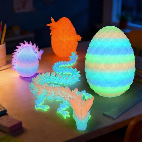 3D 3D Decor(12 Printed Dragon Egg - Easter Egg, Surprise Egg with Flexible Pearly Sheen Dragon Inside, Printed Gift