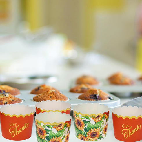 BCS Harvest Theme Scalloped Baking Cups, 50-ct Muffins Cupcakes Cases Wrappers for Kitchen Party Favor Treats