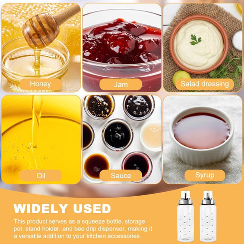 Loyanger 10 OZ Container(COLOR:2pcs) Honey Dispenser No Drip, Honey Jar Maple Syrup Dispenser, Glass Honey' Dispenser