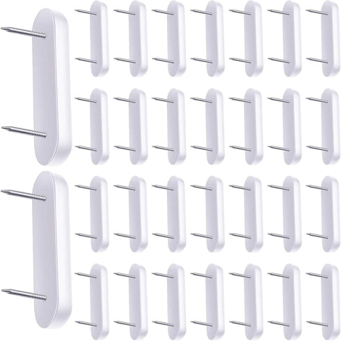 Jetec Plastic Head Double Pins for Bed Skirt Holding, 30 Pieces White Furniture Chair Leg Brooch Glide Nails