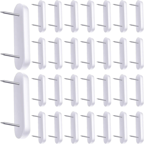 Jetec Plastic Head Double Pins for Bed Skirt Holding, 30 Pieces White Furniture Chair Leg Brooch Glide Nails