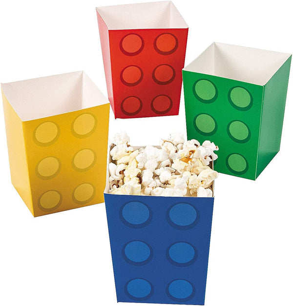Fun Express Block Party Popcorn Boxes, 24 Pieces, Birthday Party Supplies, Paper Containers