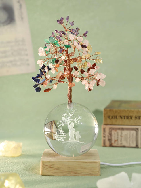 7 (3D Crystal Tree of Life, Chakra Healing Tree with Multicolor Night Light Crystal Ball for Meditation Relaxation