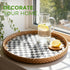 13.8 in Round Rattan Tray with Mother of Pearl Inlay, Wicker Serving Tray Mother for Decor, Rattan Round Wicker Coffee