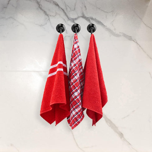 Nautica 100% Cotton Kitchen Towels Set of 3, 18" X 28", Super Absorbent Red Plaid Dish Towels for Kitchen