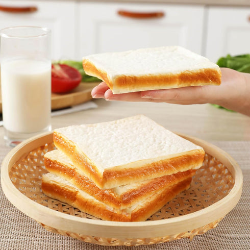 Joeabor 4 Set Artificial Bread Slice Fake White Sliced Bread Realistic Fake Food for Display Faux Bread Slice Model