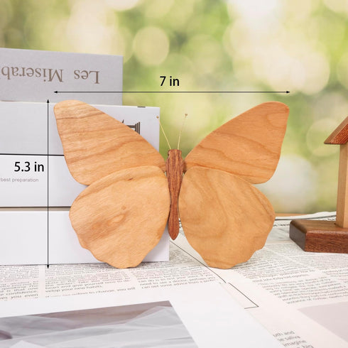 Telinego 2 Pack Handmade Wooden Butterfly Wall Art Hanging Decor Butterflies Wall Art Hanging Sculpture for Bedroom