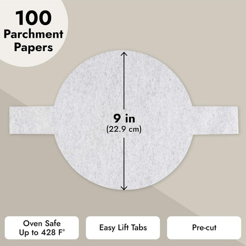 Juvale 100 Pack 9 Inch Round Parchment Paper for Baking, Precut Nonstick Cake Pan Liners