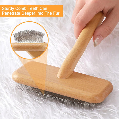 Carpet Rake Sheepskin Wool Brush More Suitable for Pile Carpets/Rugs for Carding Fur Restore Carpets Softness and Texture Let Rugs to New Looking(Wood, 1PCS)