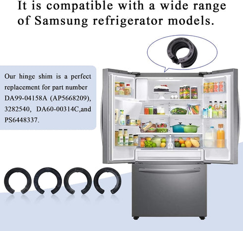 8 Pcs Upgraded DA99-04158A Hinge Shim Refrigerator Door Height Adjustment Kits for Samsung