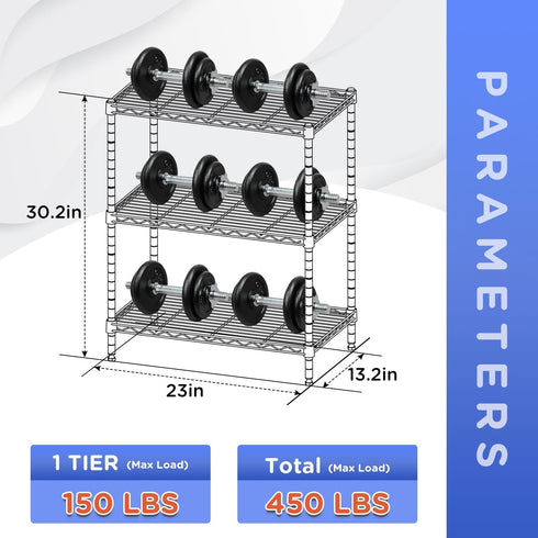 FDW 3-Shelf Adjustable Storage Shelves - Wire Shelving Unit Metal Shelves Storage Shelf, 13" D x 23" W x 30" H