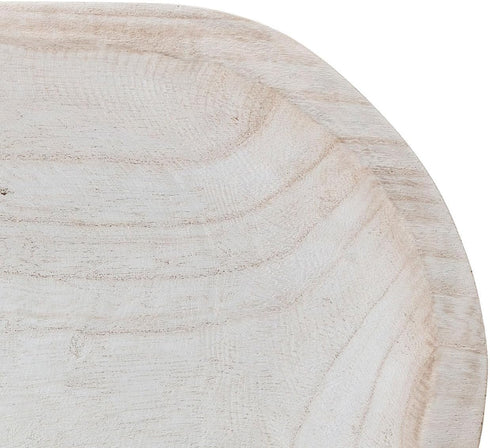 BOLTCORRSE Large Whitewashed Decorative Wood Bowl - Hand Carved Paulownia Tray for Coffee Table Centerpiece & Entryway