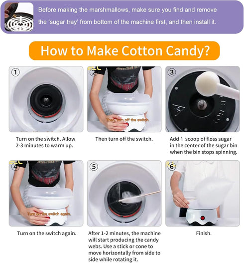 Mini Cotton Candy Machine for Kids, Includes Sugar Scoop and Sticks, Perfect for Birthday Parties and Home Use