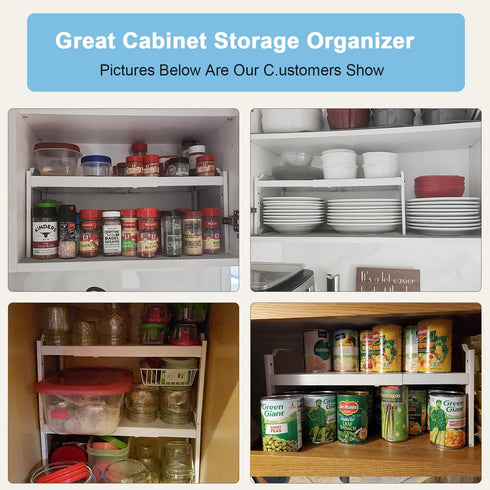 X-cosrack 2 Pack Counter 22 lbs Length:20.5" Expandable Kitchen Cabinet Shelves Organizers, Stackable Adjustable Small
