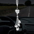 Frienda Bling Heart Car Charms for Women, Crystal Rear View Mirror Hanging Decoration, 9.8 Inch White Pendant