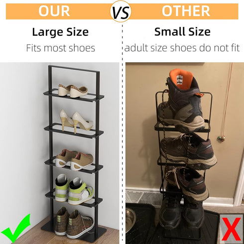 5 Closet Metal Shoe Stand, Tier Vertical Shoe Rack, Narrow Shoe Rack for Small Space Saving Shoe Tower Sturdy, Free
