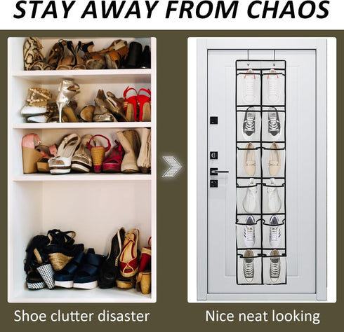 2PK 12 Large Pockets Over Door Hanging Shoe Organizer