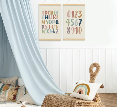 foedor 14x24 Inch, Set 2 Alphabet Poster Framed for Kids toddlers,Nursery Playroom Wall Decor Poster Hanger