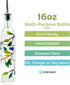 Glass Olive Branch Oil/Vinegar Cruet for Kitchen, 16 oz Dispenser with Stainless Steel Spout for Easy Pouring