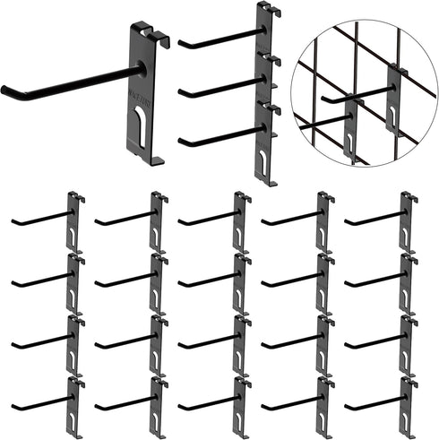 Double Gridwall Hooks, 24 Pcs Display Hooks for Grid Wall Panel, Durable Peg Hook Wall Grid Panel Hooks for Retail