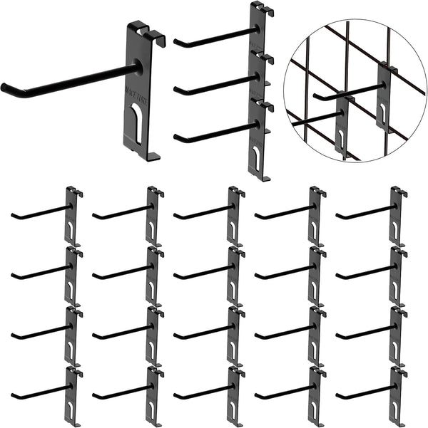 Double Gridwall Hooks, 24 Pcs Display Hooks for Grid Wall Panel, Durable Peg Hook Wall Grid Panel Hooks for Retail