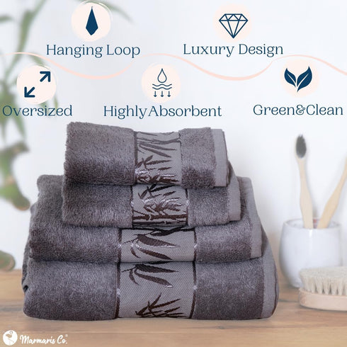 Set 4 of Luxury Super Soft Towels Premium Viscose Derived from Bamboo & Turkish Cotton for The Ultimate Bath Experience