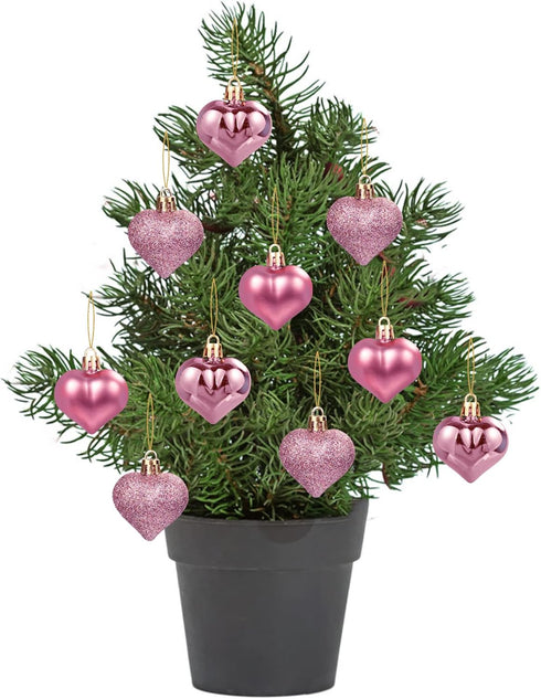 GuassLee Valentines Day Decorations, 36pcs Rose Gold Heart Shaped Baubles for Valentine's Day Wedding Anniversary