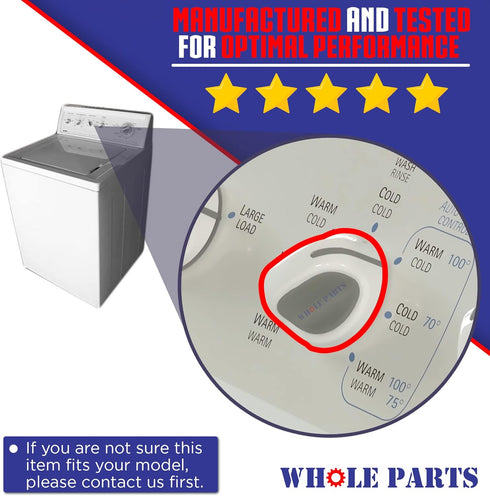 Whole Parts Washer and Dryer Control Knob Assembly Part# WP3402572 - Compatible with Kenmore & Whirlpool