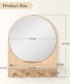14x18 Inch Maxpeuvon Nursery Mirror, Boho Circle Mirror Wall Mount Natural Wood Shelf Hanging Arch Modern Wall Decor