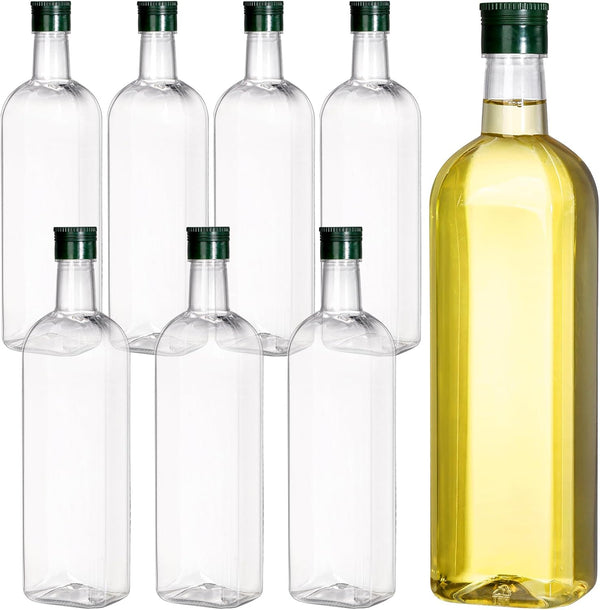 Yopay 8 Pack 32OZ Plastic Empty Bottles with Cap, Long Neck Wine