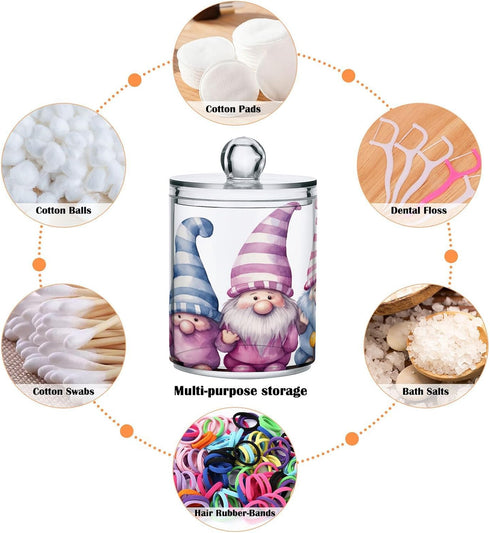 Gnomes Pink 2PC Airtight Transparent Plastic Storage Jar - Food Storage Container for Herbs, Tea, and More