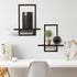 Set 2 PHOENANCEE Square Floating Shelves,Wall Plants Holder,Bathroom Wall Decor,Framed Decorative Shelf Black,Modern