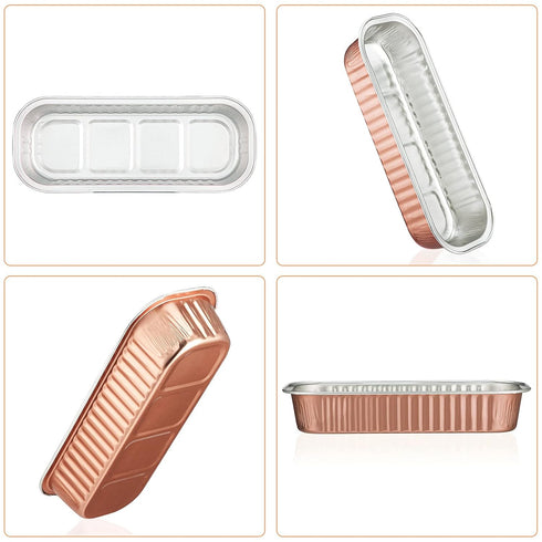 EUSOAR Disposable Aluminum Ramekins, 25pcs 6.8oz Foil Baking Cups with Lids, Rose Gold